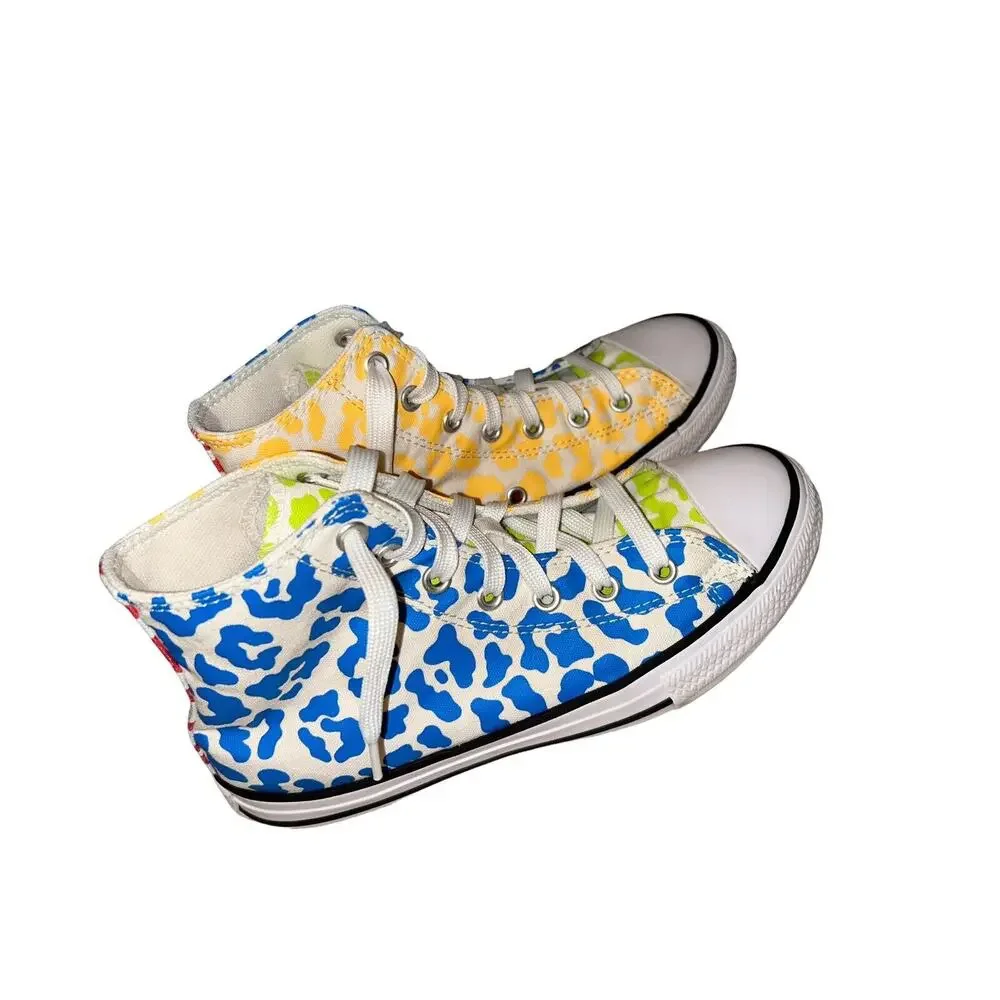 Converse CTAS HI Marquis Mills Junior Sz‎ 3 Leopard Print Sneaker Shoe EUC